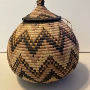 Zulu Ukhamba Handwoven Basket with Lid